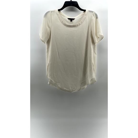 BANANA REPUBLIC Women's Petite Cream Crewneck Short Sleeve Blouse SZ XS/P - Picture 1 of 9